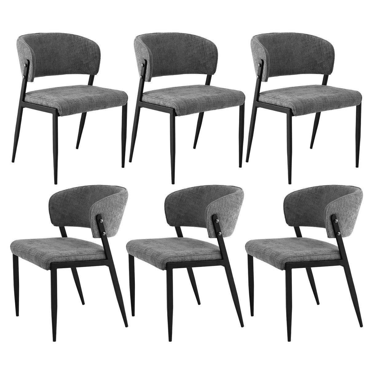 Artiss Dining Chairs Set of 6 Linen Fabric Soft Upholstered Chairs Grey