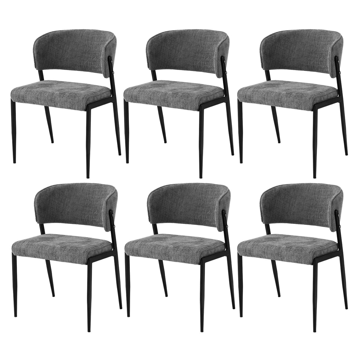 Artiss Dining Chairs Set of 6 Linen Fabric Soft Upholstered Chairs Grey