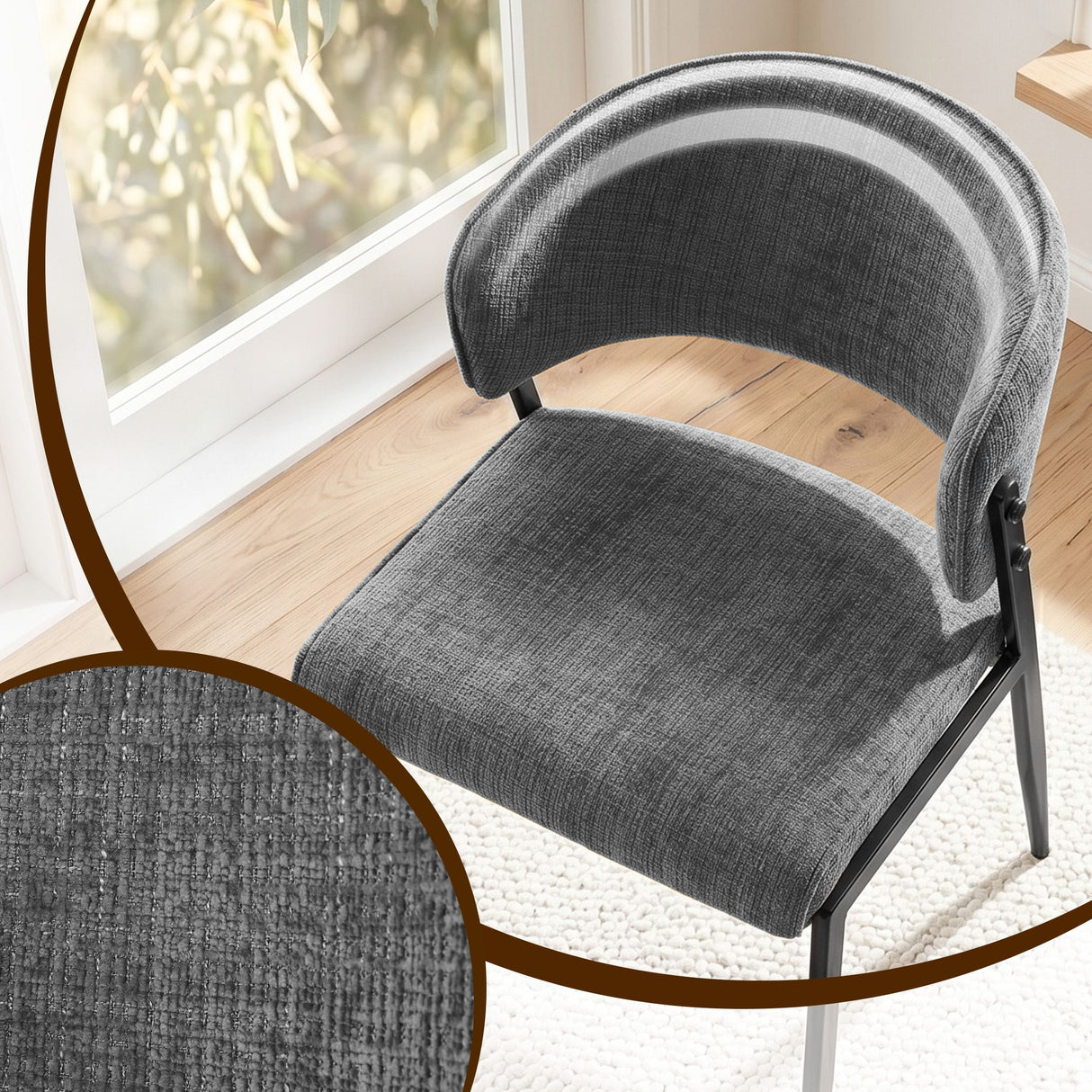 Artiss Dining Chairs Set of 6 Linen Fabric Soft Upholstered Chairs Grey