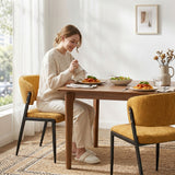 Artiss Dining Chairs Set of 2 Linen Fabric Soft Upholstered Chairs Mustard