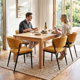 Artiss Dining Chairs Set of 4 Linen Fabric Soft Upholstered Chairs Mustard