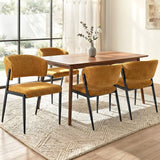 Artiss Dining Chairs Set of 4 Linen Fabric Soft Upholstered Chairs Mustard