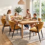 Artiss Dining Chairs Set of 6 Linen Fabric Soft Upholstered Chairs Mustard