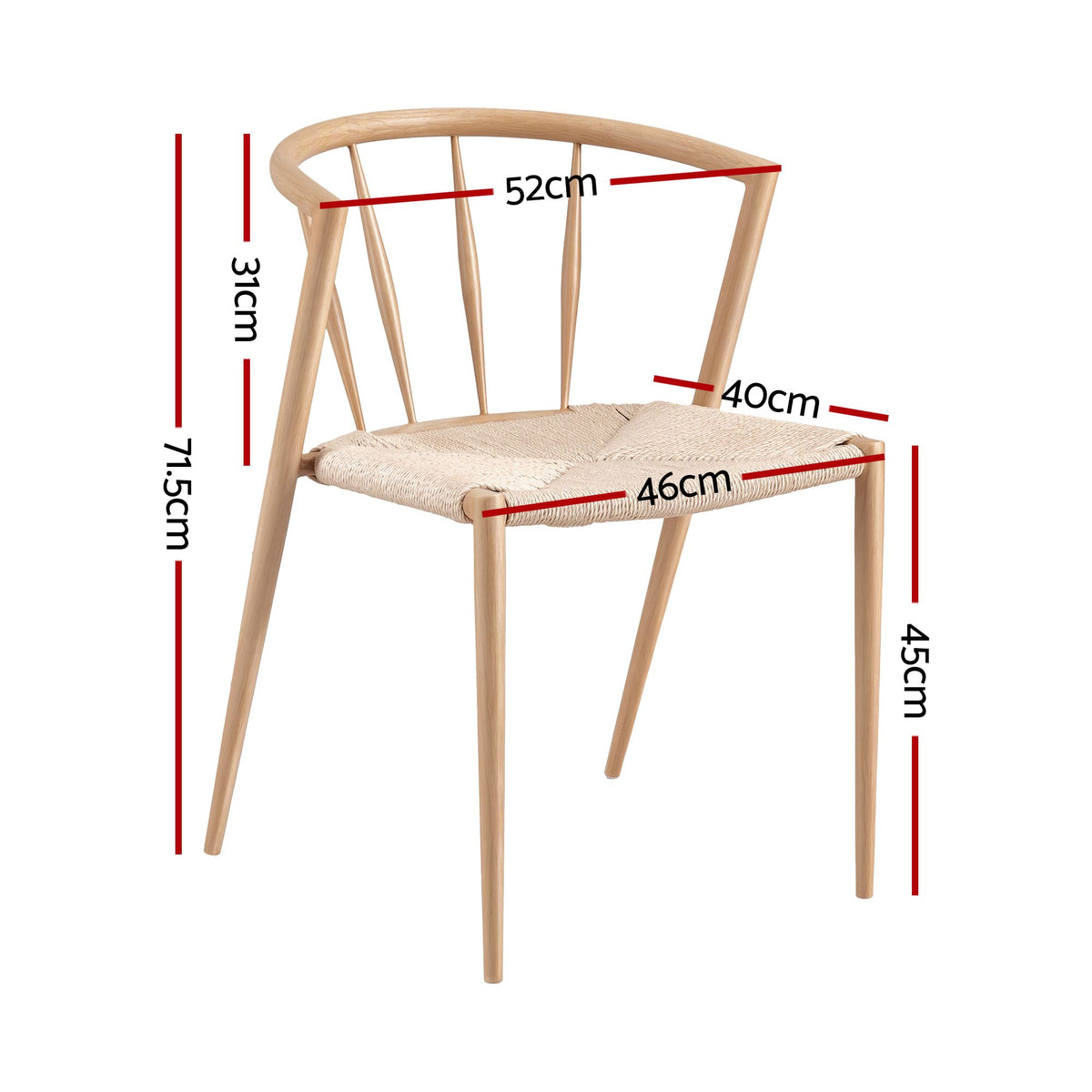 Artiss Dining Chairs x1, Leisure Accent Chair for Living Room & Balcony Woven Seat Spindle Back