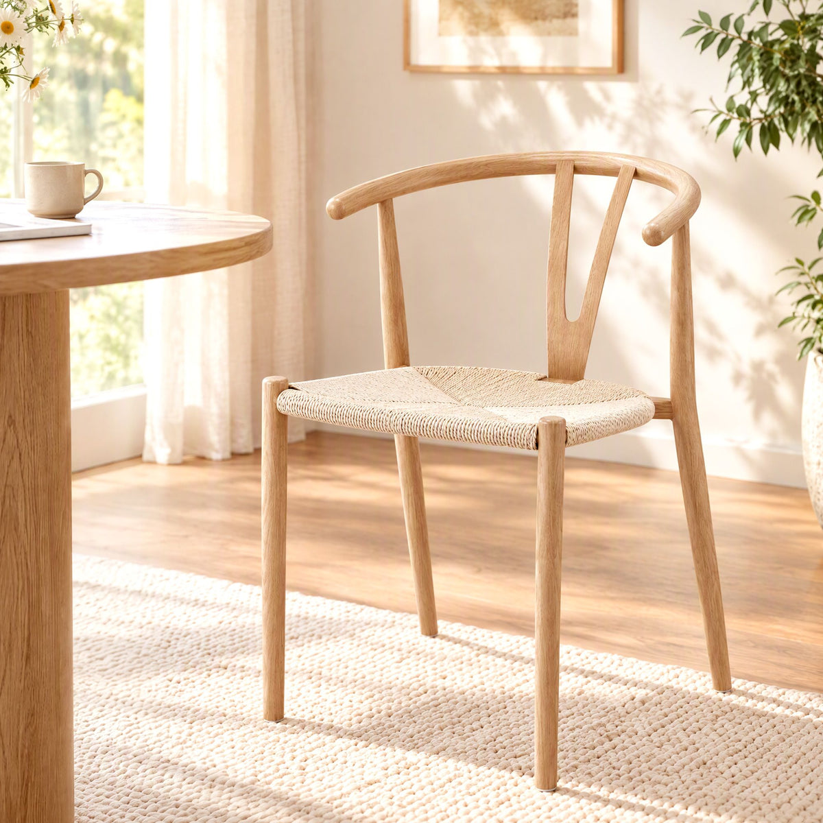 Artiss Dining Chairs X1, Y-Back Leisure Accent Chair for Living Room & Balcony Woven Seat