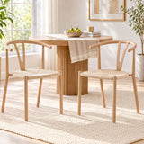 Artiss Dining Chairs Set of 2, Y-Back Leisure Accent Chair for Living Room & Balcony Woven Seat