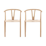 Artiss Dining Chairs Set of 2, Y-Back Leisure Accent Chair for Living Room & Balcony Woven Seat