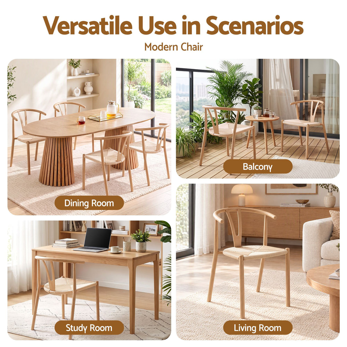 Artiss Dining Chairs Set of 4, Y-Back Leisure Accent Chair for Living Room & Balcony Woven Seat