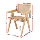 Artiss 4x Dining Chairs Wooden Rattan Seat Rubber Wood Frame