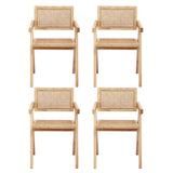 Artiss 4x Dining Chairs Wooden Rattan Seat Rubber Wood Frame