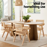 Artiss 4x Dining Chairs Wooden Rattan Seat Rubber Wood Frame