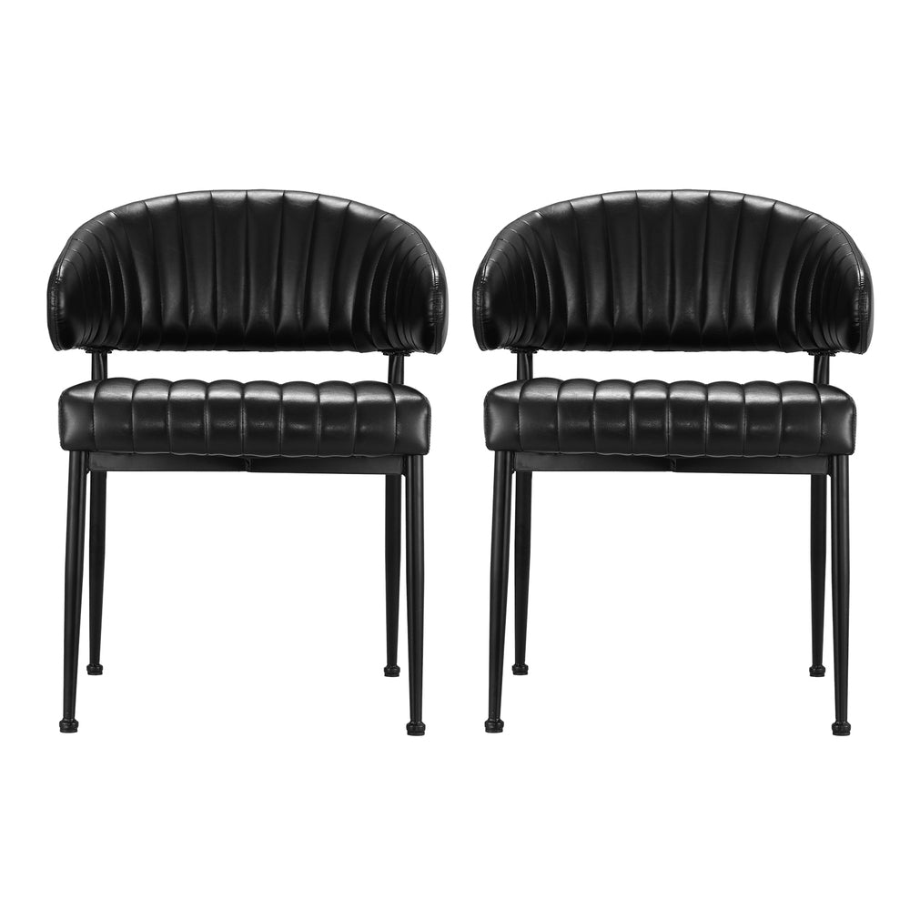 Yolanda Dining Chairs Set 2 Black PU Leather