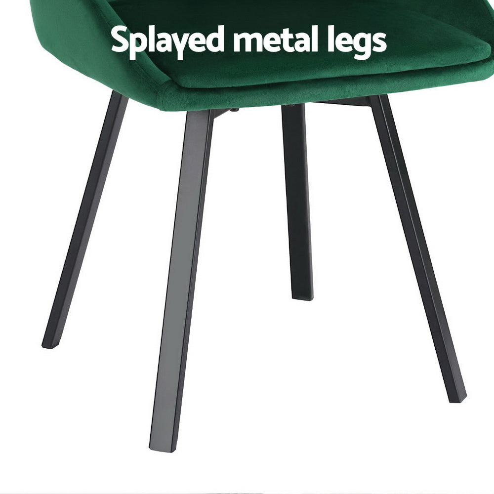 Artiss Dining Chairs Set of 4 Velvet Swivel Base Green