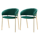 Diala Dining Chairs Set 2 Green & Gold