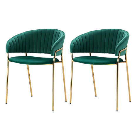 Diala Dining Chairs Set 2 Green & Gold