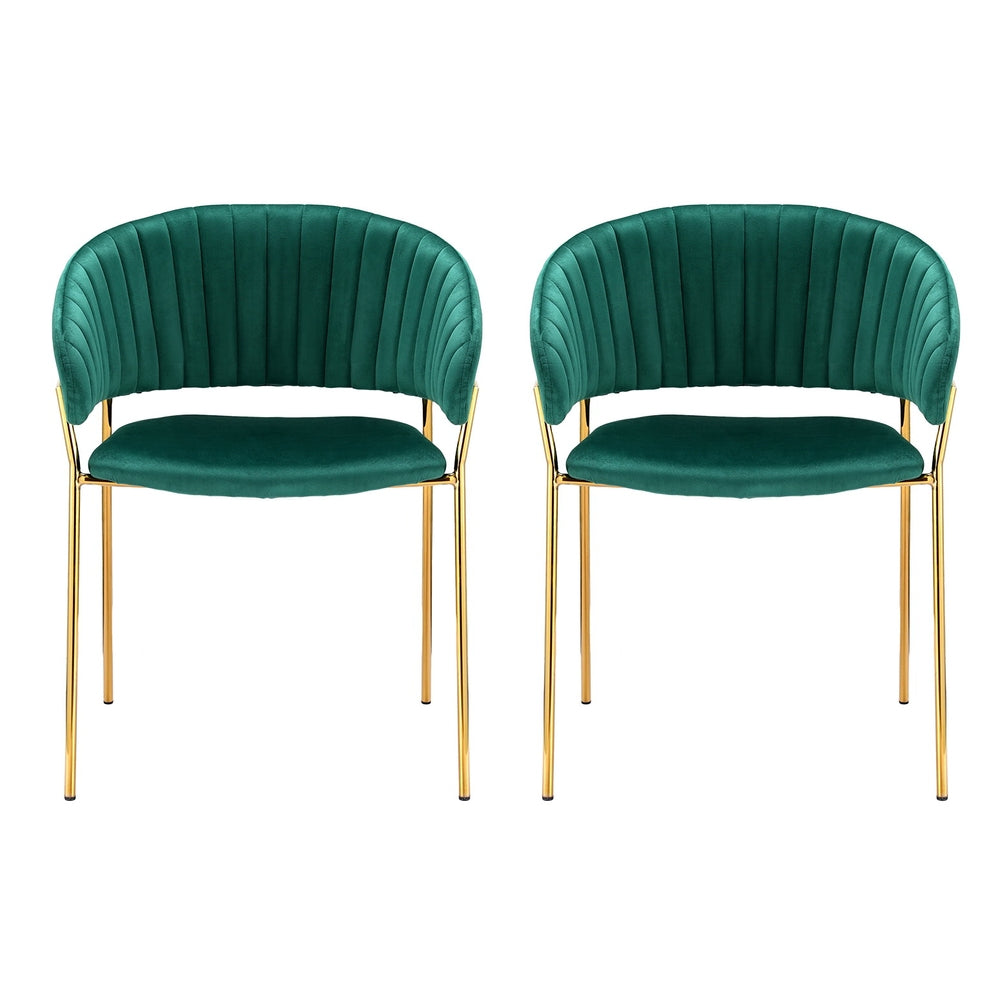 Diala Dining Chairs Set 2 Green & Gold