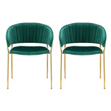 Diala Dining Chairs Set 2 Green & Gold