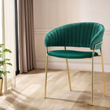 Diala Dining Chairs Set 2 Green & Gold