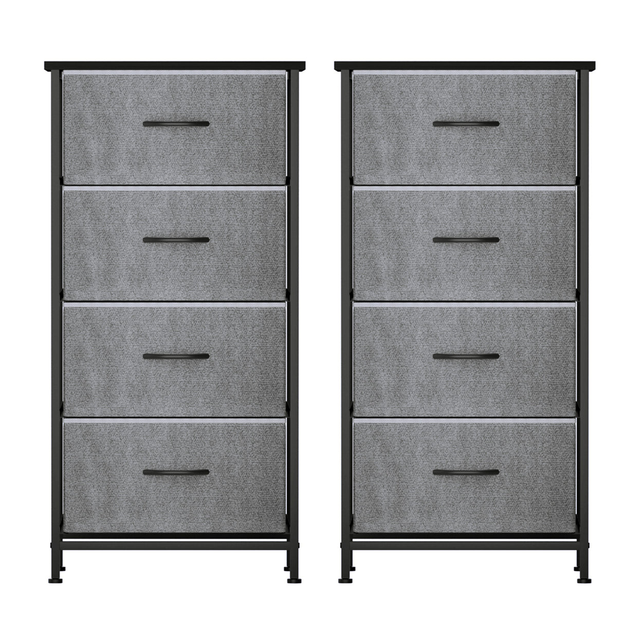 Artiss Set of 2 Chest of 4 Drawers Storage Dresser Tallboy Grey