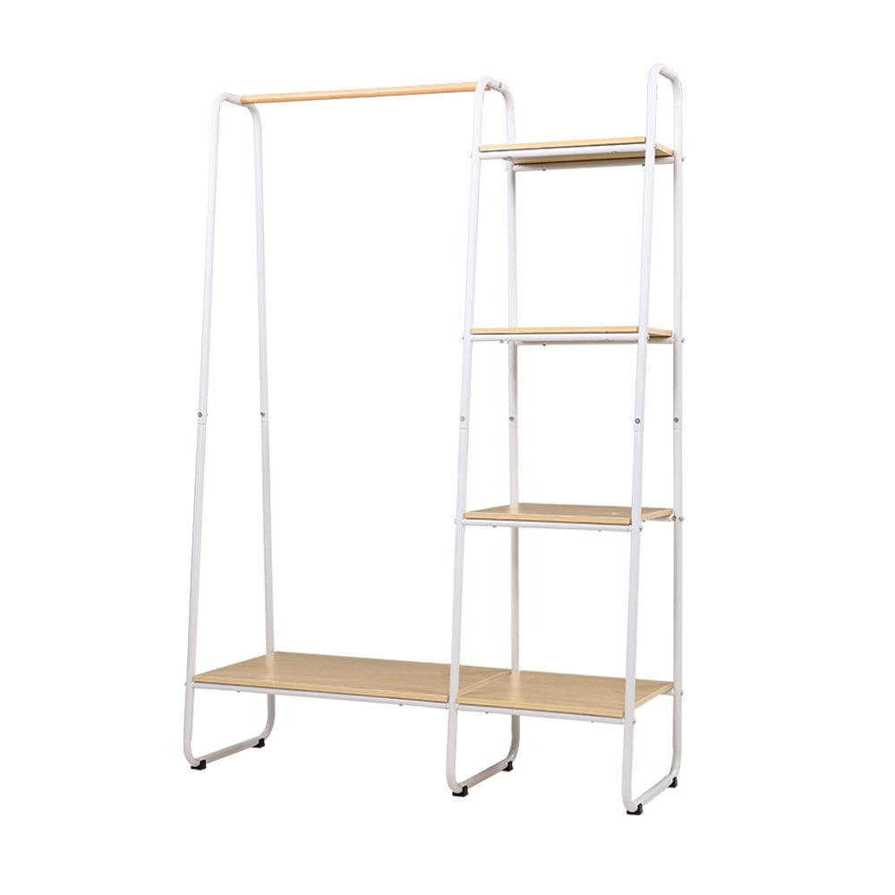 White & Oak Metal Clothes Rack