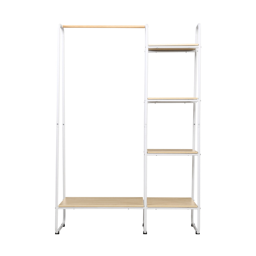 White & Oak Metal Clothes Rack