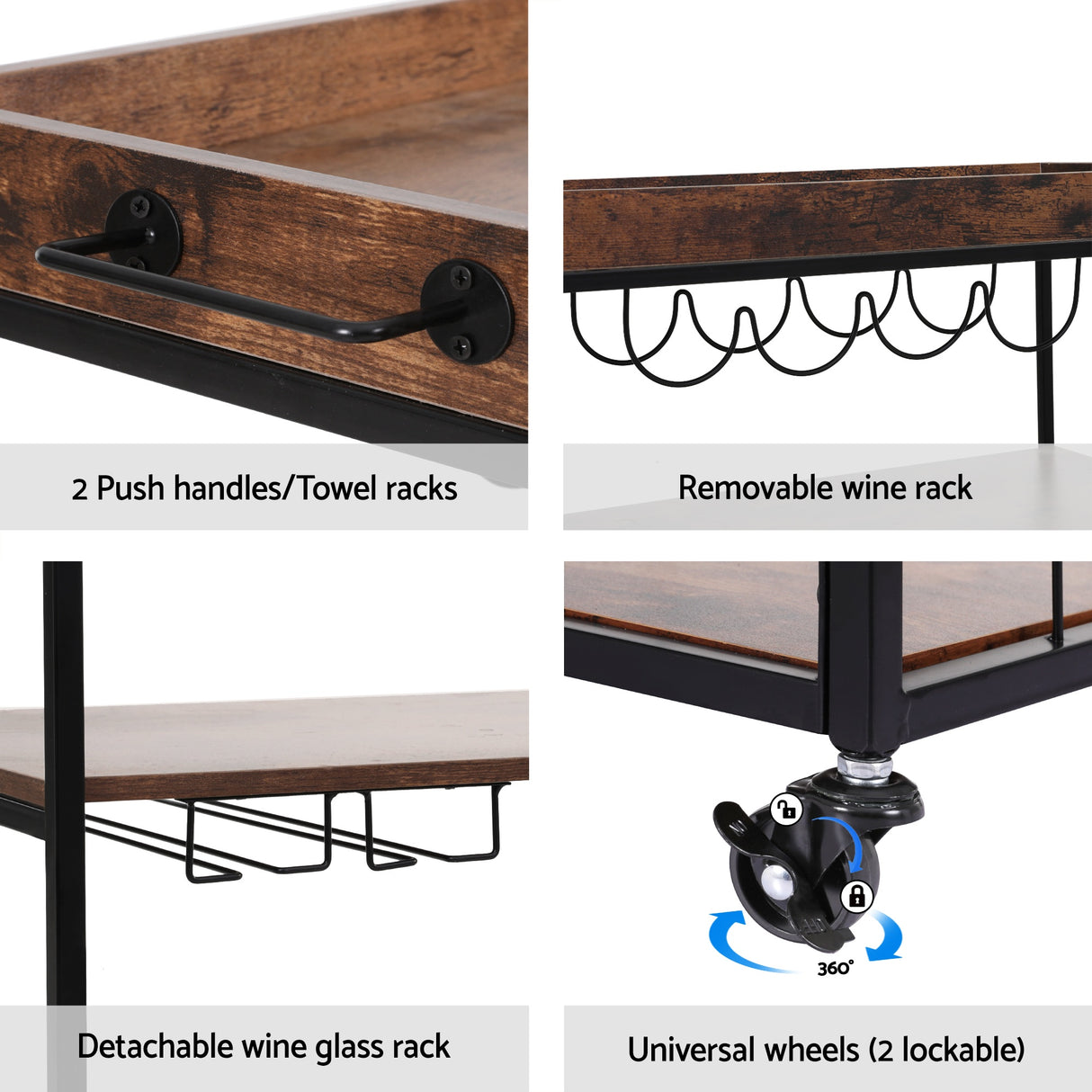 Artiss Kitchen Island Rolling Serving Cart