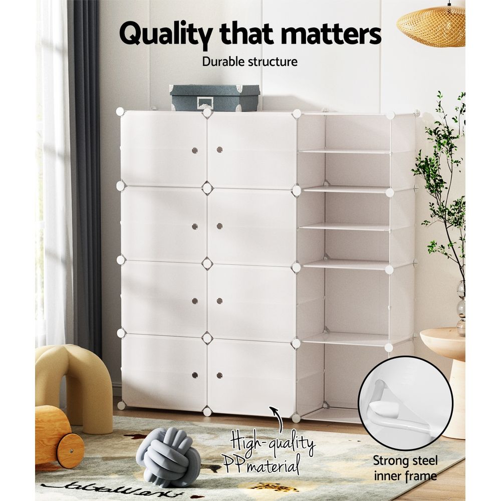 Artiss Shoe Rack DIY 12 Storage Cube Stackable White