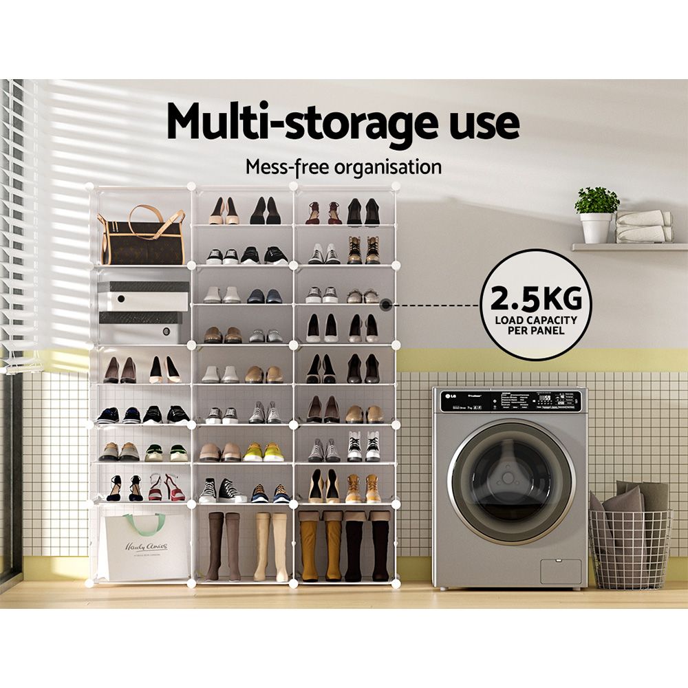 Artiss Shoe Rack Storage Cabinet DIY 15 Storage Cube Stackable White