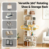 Artiss 7 Tier 360° Rotating Shoe Rack Storage Display Shelf White