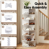 Artiss 7 Tier 360° Rotating Shoe Rack Storage Display Shelf White