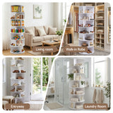 Artiss 7 Tier 360° Rotating Shoe Rack Storage Display Shelf White
