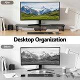 Artiss Dual Monitor Stand 100cm Riser Large Laptop Stand Desk Organiser Black
