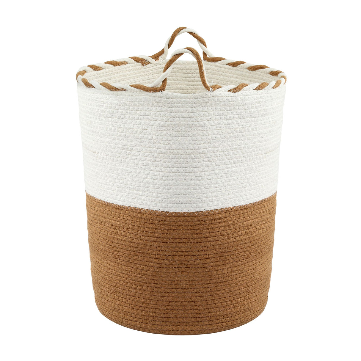 Artiss Woven Laundry Basket with handles Foldable White & Brown