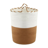 Artiss Woven Laundry Basket with handles Foldable White & Brown