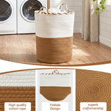 Artiss Woven Laundry Basket with handles Foldable White & Brown