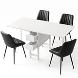Artiss Dining Table and Chairs Set 5pcs Foldable Kitchen Furniture with 2 Drawers Black and White
