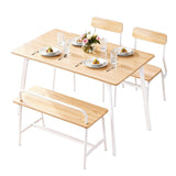 Artiss Dining Table and Chairs Set of 4 Bench Kitchen Furniture Natural and White