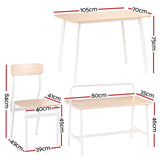 Artiss Dining Table and Chairs Set of 4 Bench Kitchen Furniture Natural and White