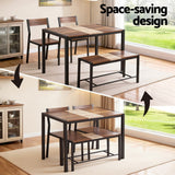 Artiss Dining Table and Chairs Set of 4 Bench Kitchen Furniture Rustic Brown