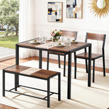 Artiss Dining Table and Chairs Set of 4 Bench Kitchen Furniture Rustic Brown