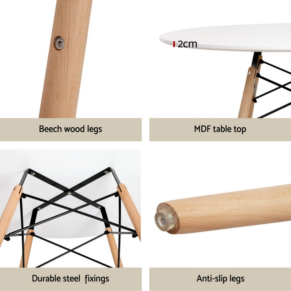 1 Artiss Dining Table and 2 Chairs Set DSW 90cm