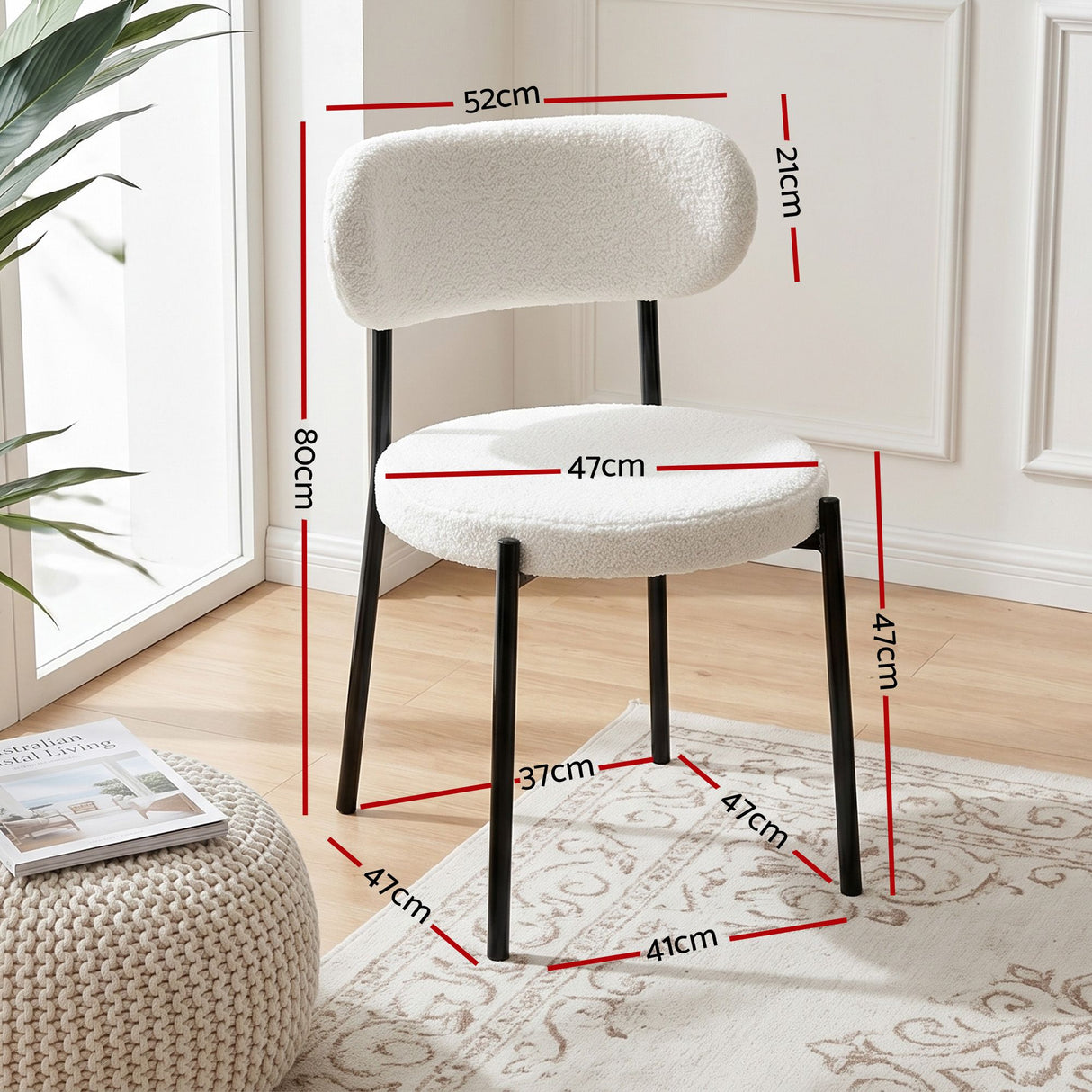 Artiss 200cm Extendable Dining Table Set with 4x Dining Chairs Sherpa White
