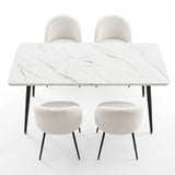 1 Artiss Dining Table and 4 Chairs Set White Marble Style
