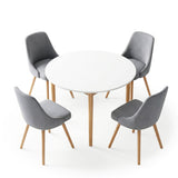 Artiss Round Dining Table and Chairs Set 5pcs Compact Kitchen Furniture White Natural Wood & Grey