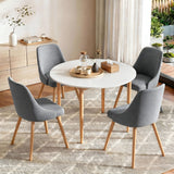 Artiss Round Dining Table and Chairs Set 5pcs Compact Kitchen Furniture White Natural Wood & Grey
