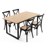 Artiss Dining Table and Chairs Set 5PCS Industrial 4 Black Rattan Chairs for Kitchen, Dining Room, Café