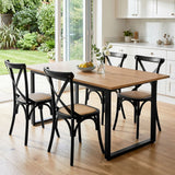 Artiss Dining Table and Chairs Set 5PCS Industrial 4 Black Rattan Chairs for Kitchen, Dining Room, Café