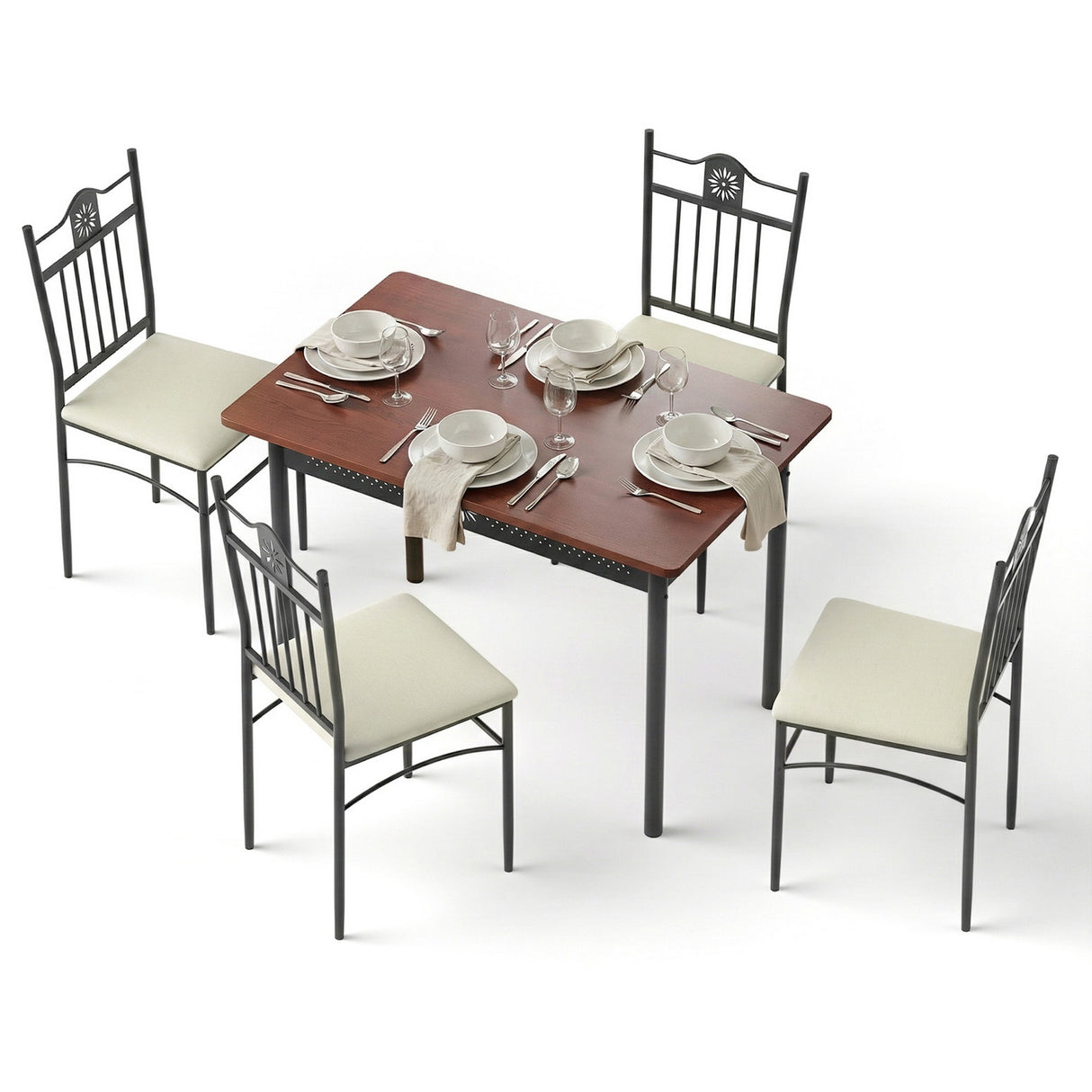 Artiss Dining Table and Chairs Set of 5 Compact Kitchen Furniture Upholstered