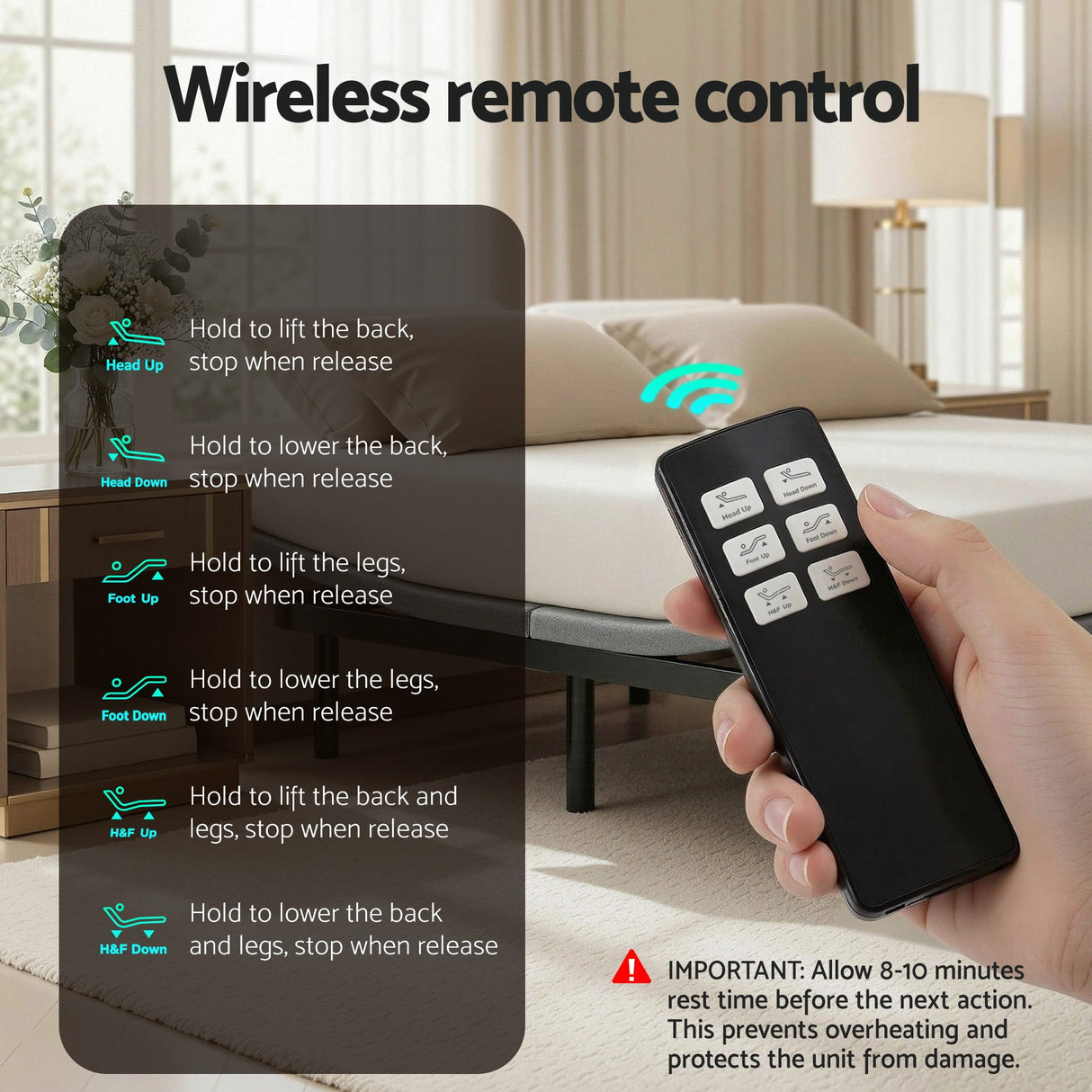 Artiss Adjustable Bed Frame Queen Size Electric Bed Base Wireless Remote Control Zero Gravity Power Bed Foundation