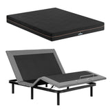 Artiss Double size bed frame with Giselle Bedding Double Mattress, adjustable bed Base Combo for Snoring Relief, Independent Head Foot Incline, Wireless Remote, Black,18cm Thickness